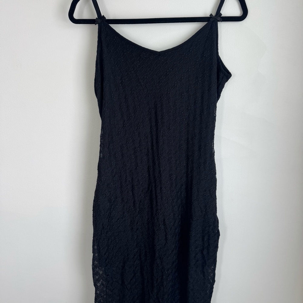 wild fable Black Lace Slip Midi Dress
